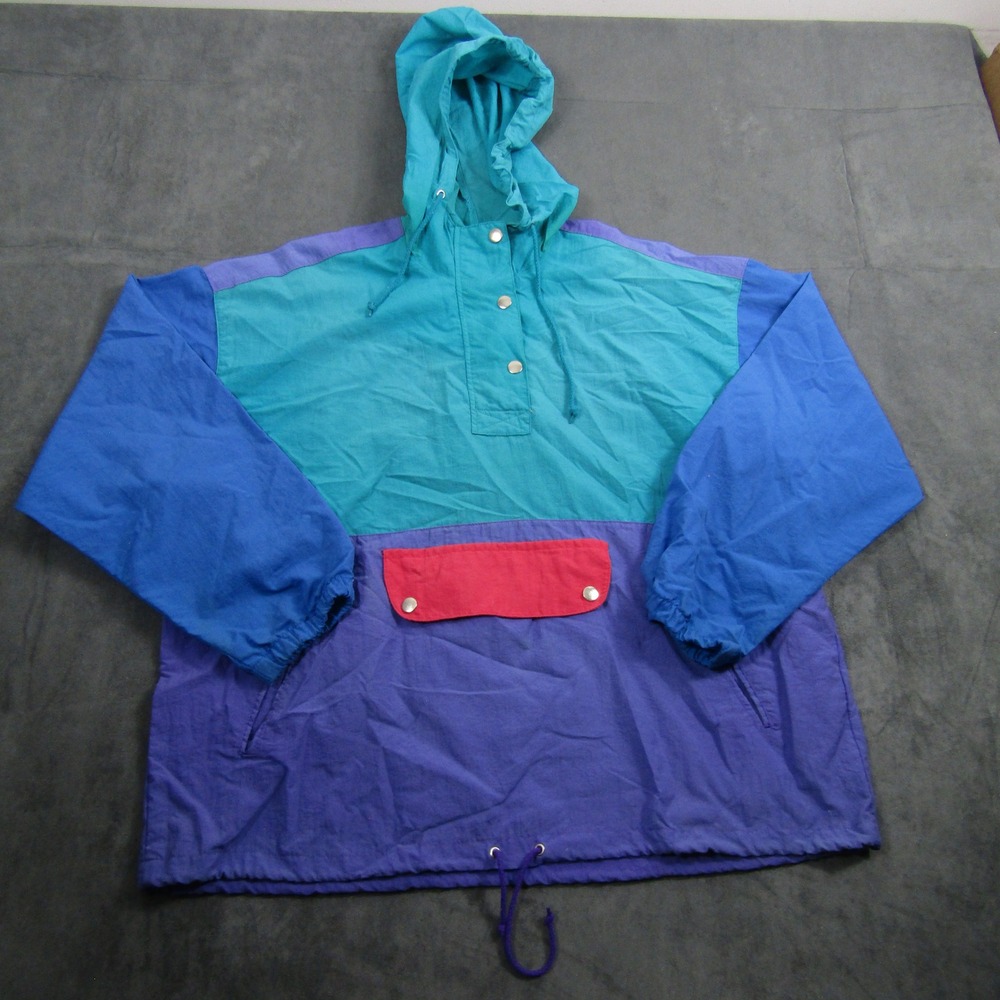 Bay Waters Windbreaker Men Medium Multi Colorblock Vintage 90s Nylon Anorak